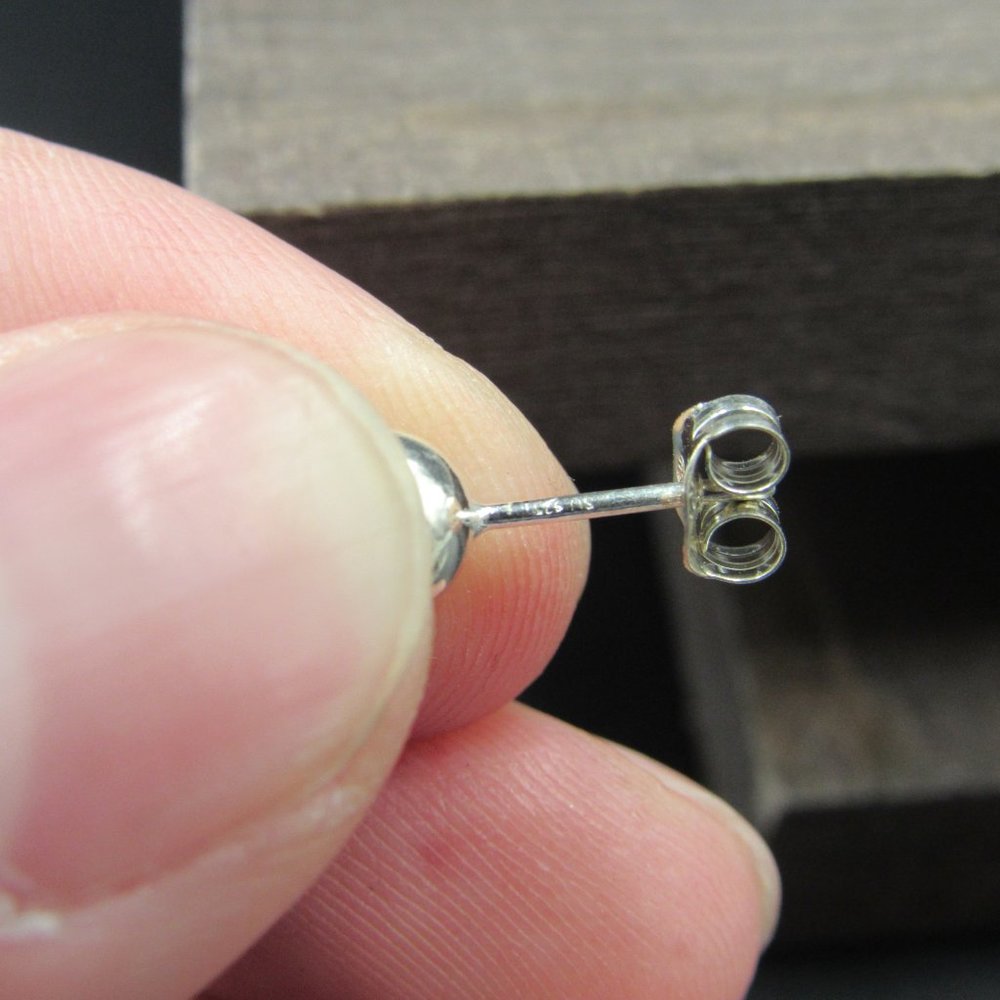 Sterling Tiny Rustic Small Orb Stud Earrings - image 5